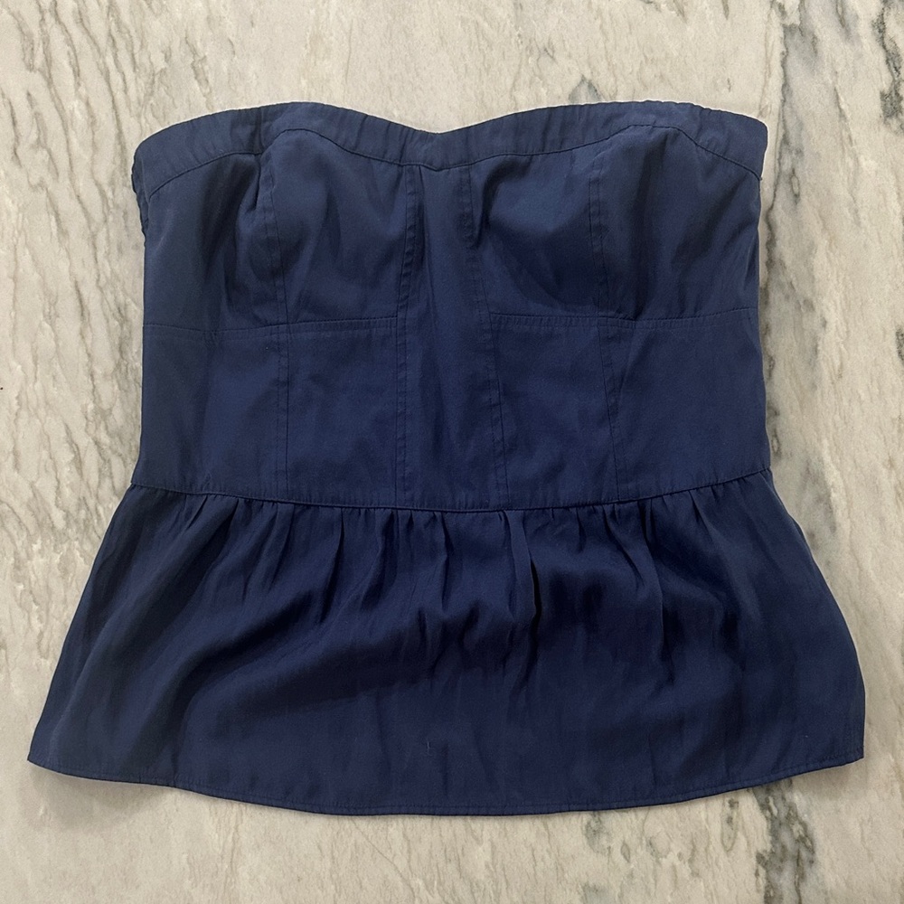 American Eagle Outfitters Navy Corset Bustier Peplum Tube Top